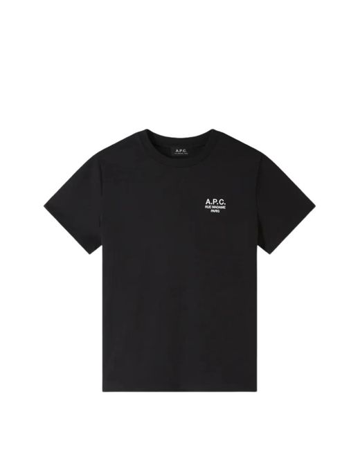 A.P.C. Black Rue Madame Embroidered T-Shirt for men