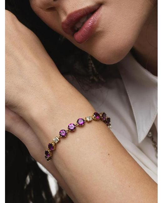 Sylva & Cie Metallic Rhodolite And Diamond Tennis Bracelet