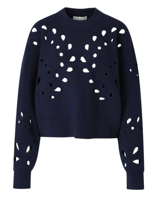 Ulla Johnson Blue Cut-Out Ribbed Knit Jumper