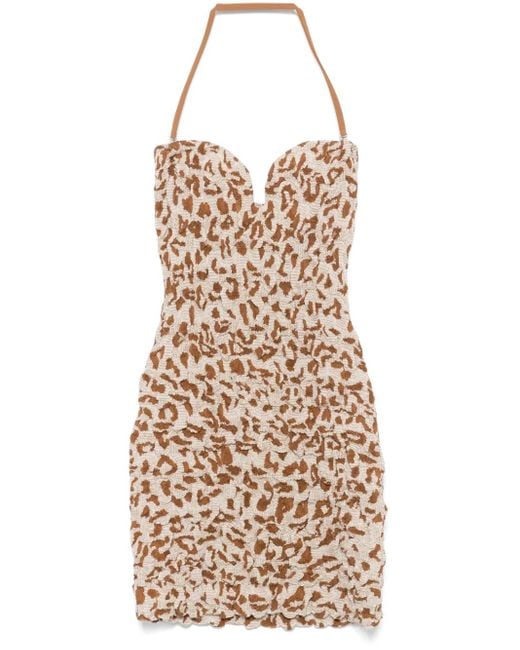 Nanushka Natural Sweetheart-Neck Mini Dress