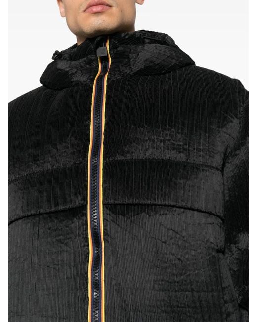 K-Way Black Hooded Duck-Down Puffer Jacket for men