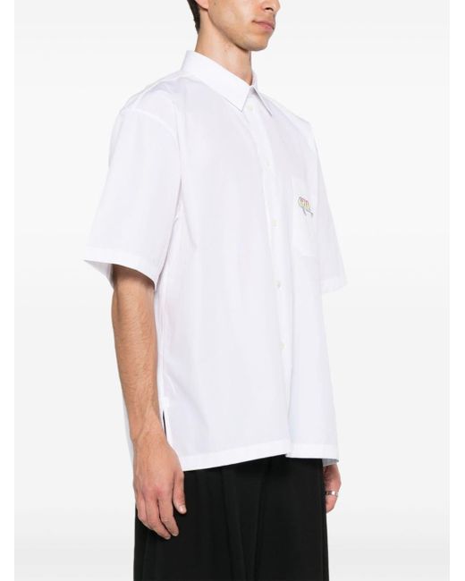 Givenchy White World Tour-print Poplin Shirt for men