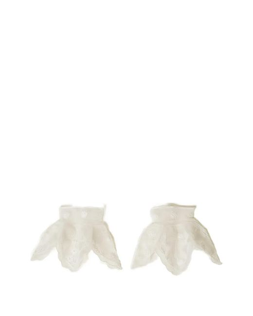 Twinset White Embroidered Ruffled Cuffs