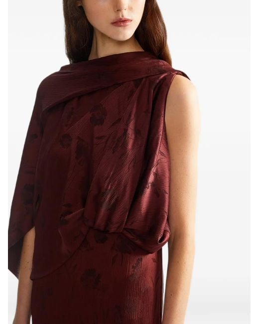 Erdem Red Floral-Jacquard Maxi Dress