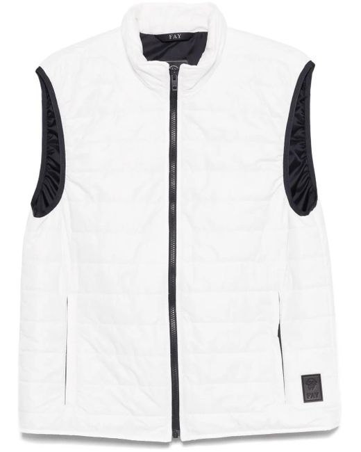 Fay White Quilted Gilet for men