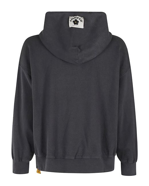A PAPER KID Gray Logo-Patch Hoodie