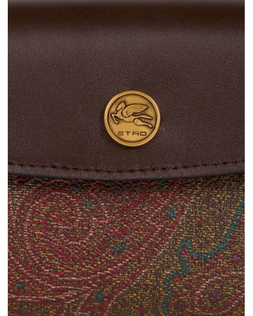 Etro Brown Arnica Tri-Fold Paisley-Print Wallet