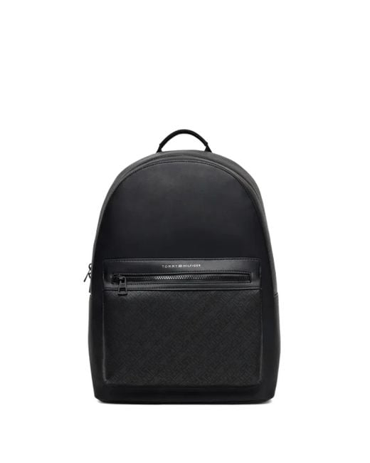 Tommy Hilfiger Black Logo-Patch Backpack for men