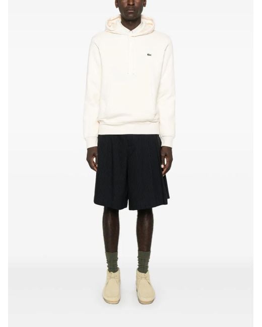 Lacoste White Crocodile-Patch Hoodie for men