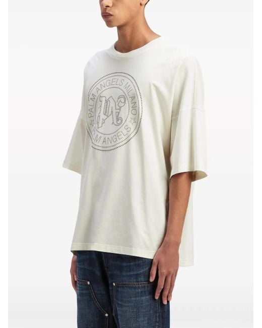 Palm Angels White Milano Studded T-Shirt for men