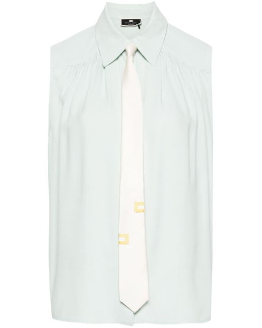 Blusa georgette sin mangas Elisabetta Franchi de color White
