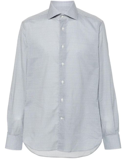 Corneliani Gray Geometric-Pattern Shirt for men