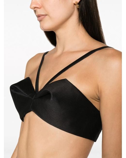 Versace Black Gathered Bustier Crop Top