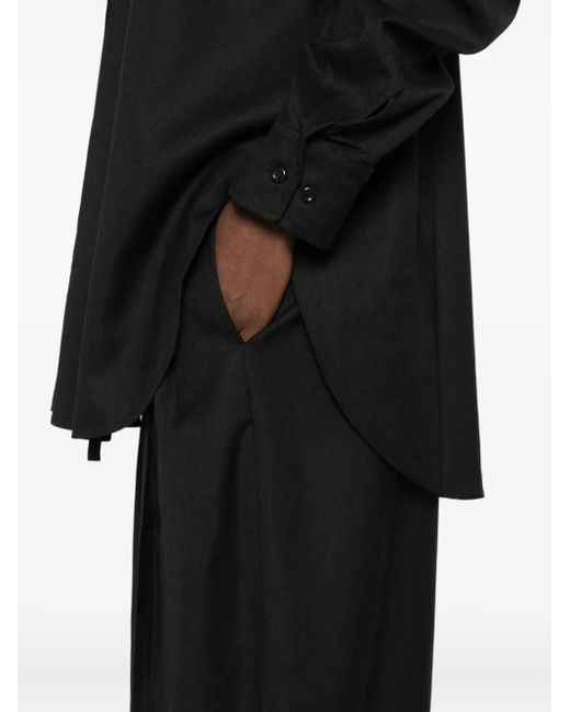 ANDAMANE Black Buttoned-Front Point-Collar Shirt
