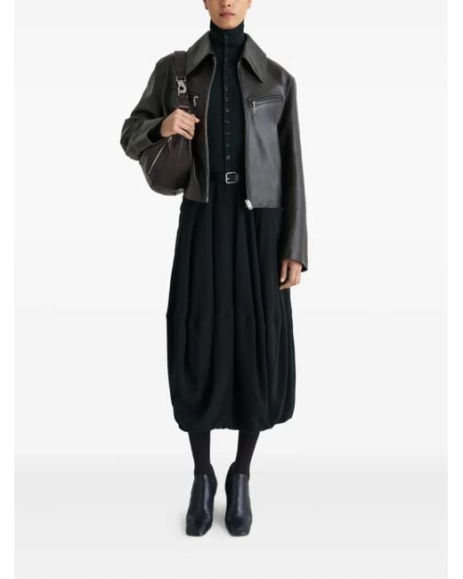 Lemaire Black Zip-Front Leather Jacket