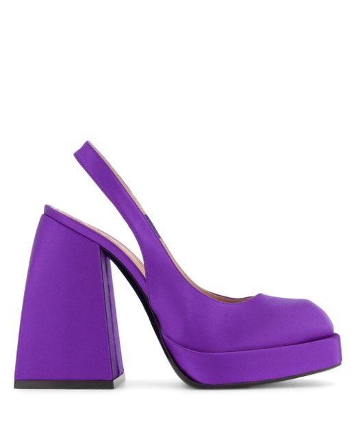 NODALETO Blockheel Slingback Pumps in Purple Lyst
