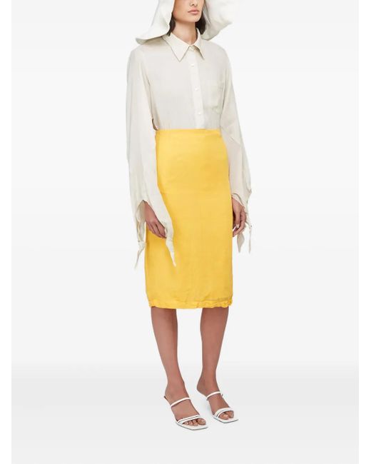 Rejina Pyo Yellow Zip-Up Midi Skirt