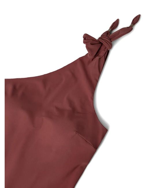 Brunello Cucinelli Red One-Shoulder Swimsuit