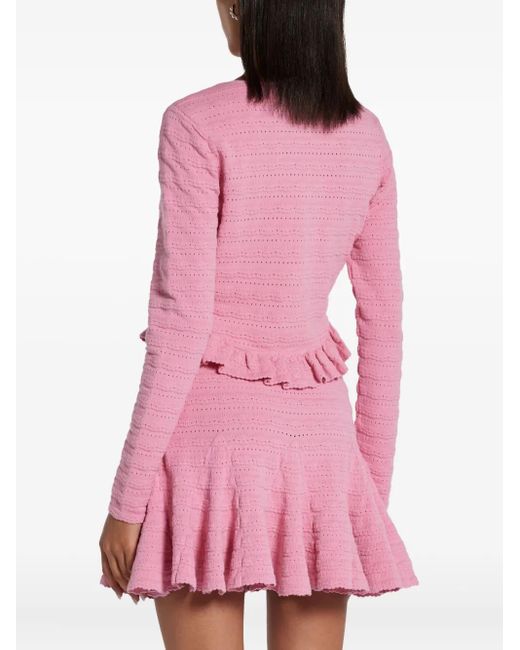 LoveShackFancy Pink Ruffled-Hem Cardigan