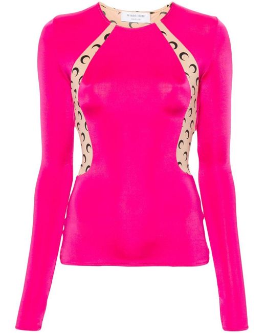Top Regenerated de jersey con paneles y lazada MARINE SERRE de color Pink