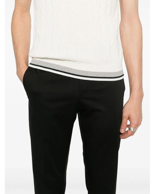 PT Torino Black Pressed-Crease Trousers for men