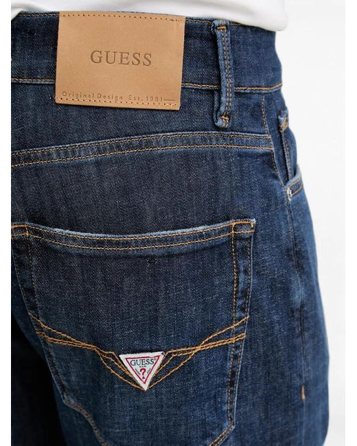 Guess Blue Logo-Patch Slim-Fit Jeans for men