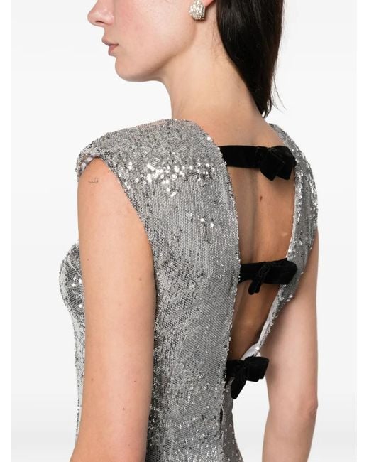 SILK LOVE & LACE Gray Jamila Sequin Maxi Dress