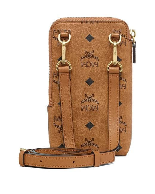 MCM Brown Aren Visetos Phone Pouch