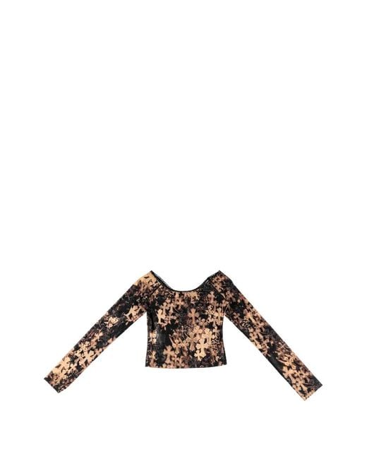Chrome Hearts Black Cross-Print Mesh Top