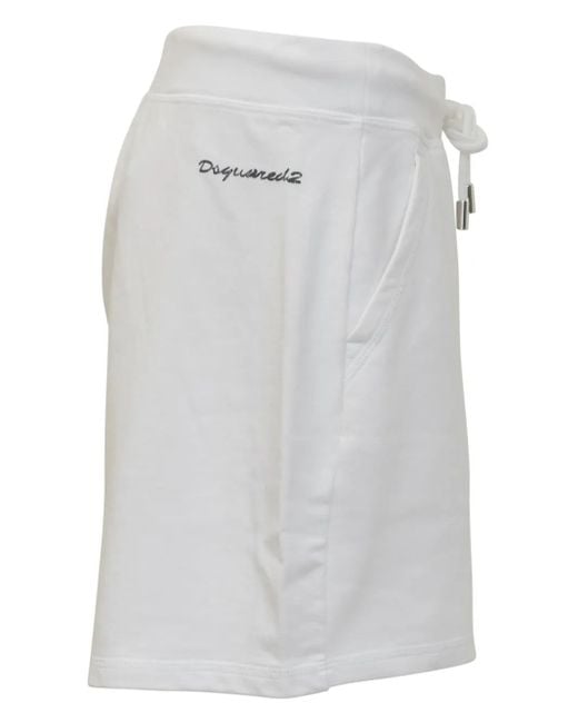 DSquared² White Printed Track Shorts