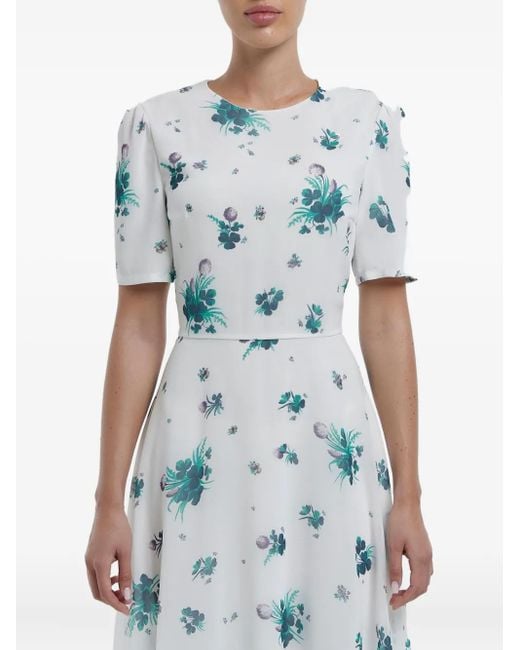 POST MERIDIEM White Floral-Print Midi Dress