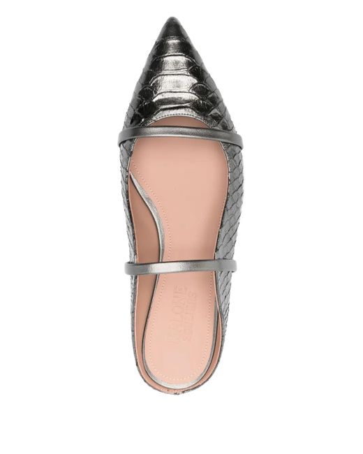 Malone Souliers White Leather Pointed-Toe Flats
