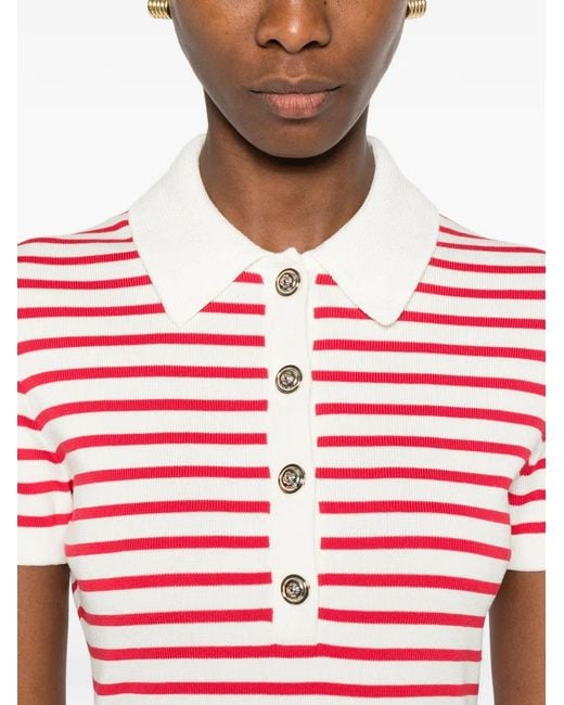 Maje Red Striped Button Knit Dress