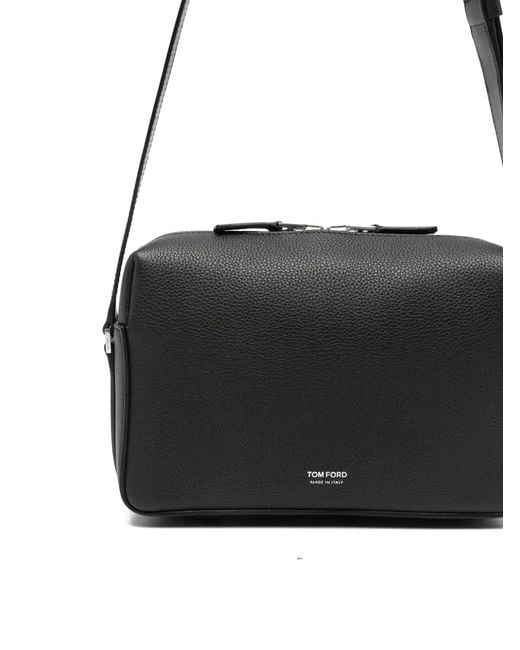 Tom Ford White Grained-Leather Logo-Stamp Messenger Bag for men