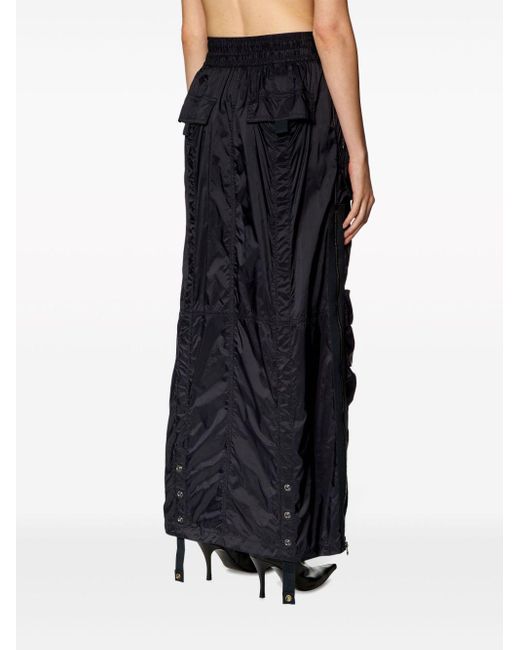 DIESEL Blue O-Crep Cargo Maxi Skirt