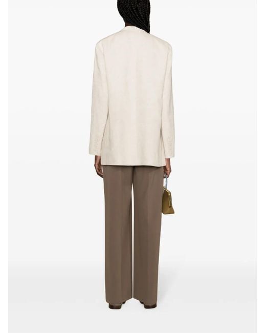 Gestuz White Double-Breasted Lyocell-Blend Blazer