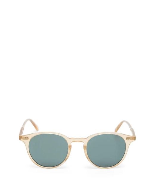 Garrett Leight Blue Clune Round-Frame Sunglasses