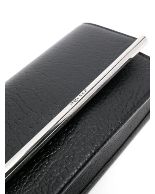 McQueen Black T-Bar Mini Flap Handbag