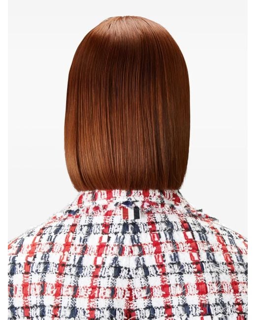 Thom Browne Red Gingham Satin Ribbon Tweed Cocoon Sportcoat