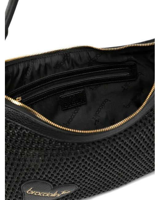 Braccialini Black Beth Tricot Top-Zip Shoulder Bag
