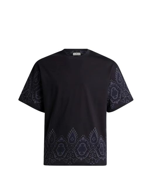 Etro Blue T-Shirt À Motif Cachemire for men