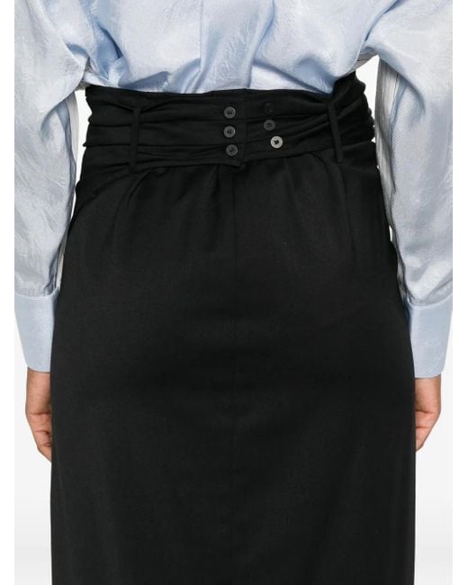Tela Black Wraparound Midi Skirt