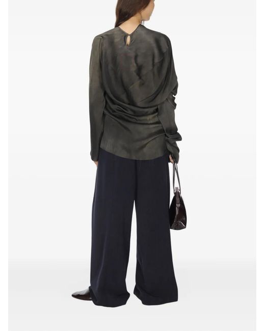Uma Wang Gray Draped Asymmetric Blouse