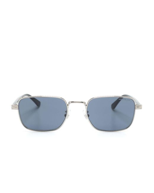 Montblanc Blue Rectangle-frame Sunglasses for men