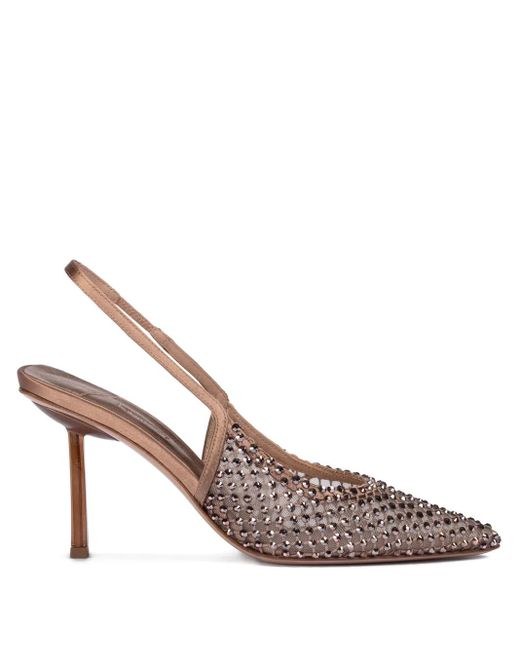 Le Silla Pink 80Mm Gilda Crystal-Embellished Slingback Pumps