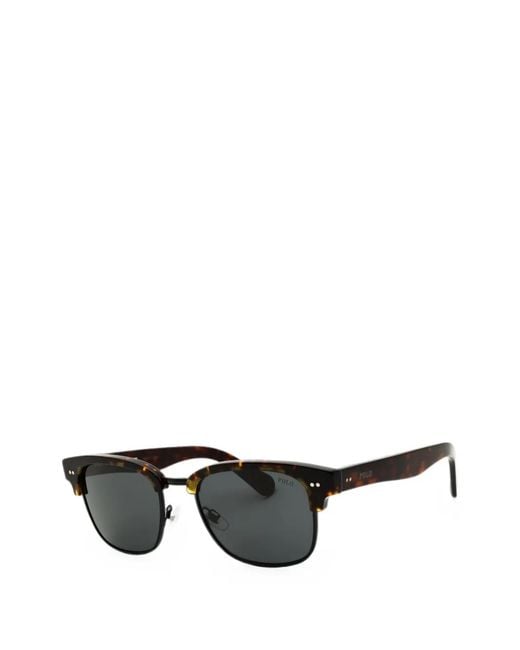 Polo Ralph Lauren Black Tortoiseshell-Effect Rectangle-Frame Sunglasses for men