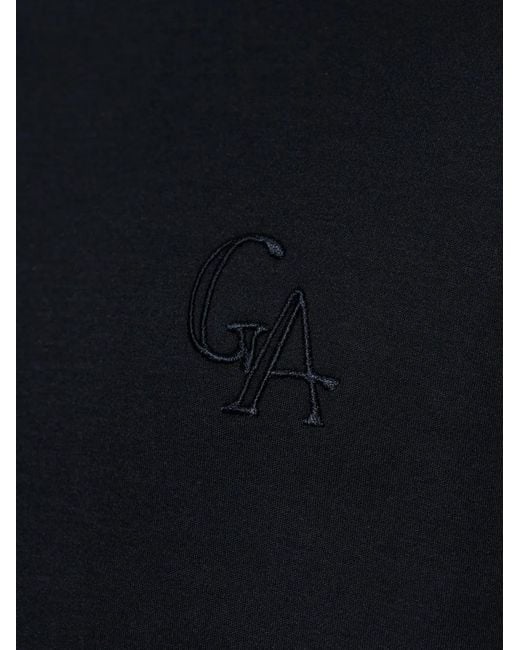 Giorgio Armani Blue Logo-Embroidered T-Shirt for men