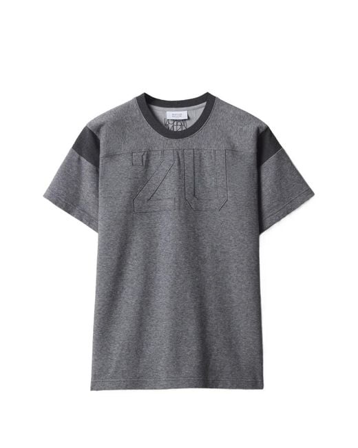 Maison Kitsuné Gray 2002 College Embroidered Panelled T-Shirt