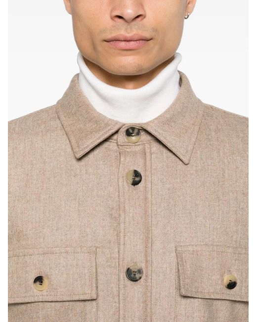 Jacob Cohen Natural Button-Up Chest-Pocket Shirt Jacket for men