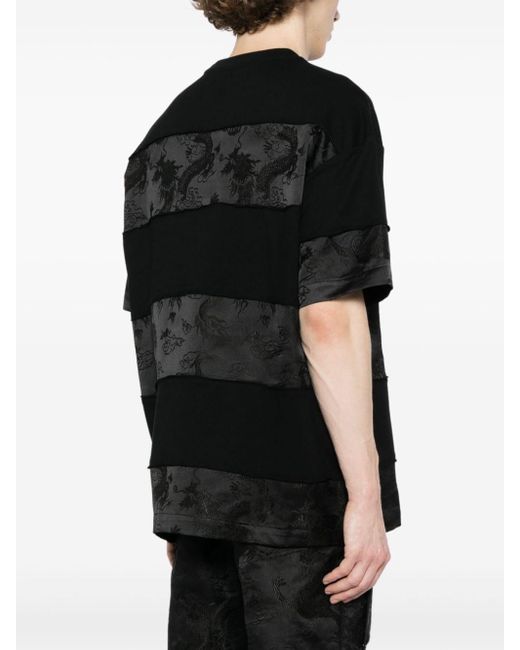 Feng Chen Wang Black Panelled Jacquard T-shirt for men